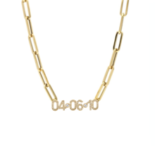 Load image into Gallery viewer, Custom Diamond Date on Thick PaperClip Necklace
