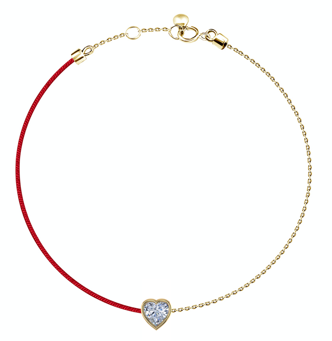 LIMITED EDITION 18k Fancy Heart Diamond Chain/Silk Cord Bracelet