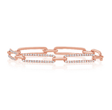 Load image into Gallery viewer, Diamond Links Elongated Paperclip Bracelet
