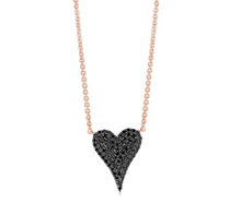 Load image into Gallery viewer, Small Pave Black Diamond Heart Necklace
