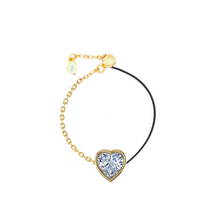 Load image into Gallery viewer, 18k Fancy Diamond Heart Chain/Silk Cord Bracelet Chain Ring

