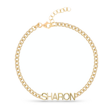 Load image into Gallery viewer, Custom Cuban Link Solid Gold Name Bracelet
