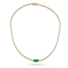 Load image into Gallery viewer, Statement Emerald Tennis Necklace
