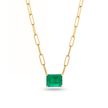 Load image into Gallery viewer, Statement Emerald PaperClip Necklace
