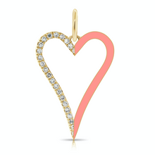 Load image into Gallery viewer, Half Enamel Half Pave Cutout Heart Charm
