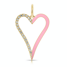 Load image into Gallery viewer, Half Enamel Half Pave Cutout Heart Charm
