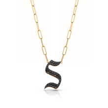 Load image into Gallery viewer, Gothic Diamond Initial Paperclip Necklace
