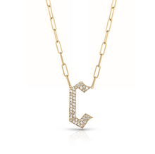 Load image into Gallery viewer, Gothic Diamond Initial Paperclip Necklace
