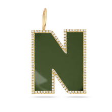 Load image into Gallery viewer, Pave Outline Jumbo Enamel Initial Charm
