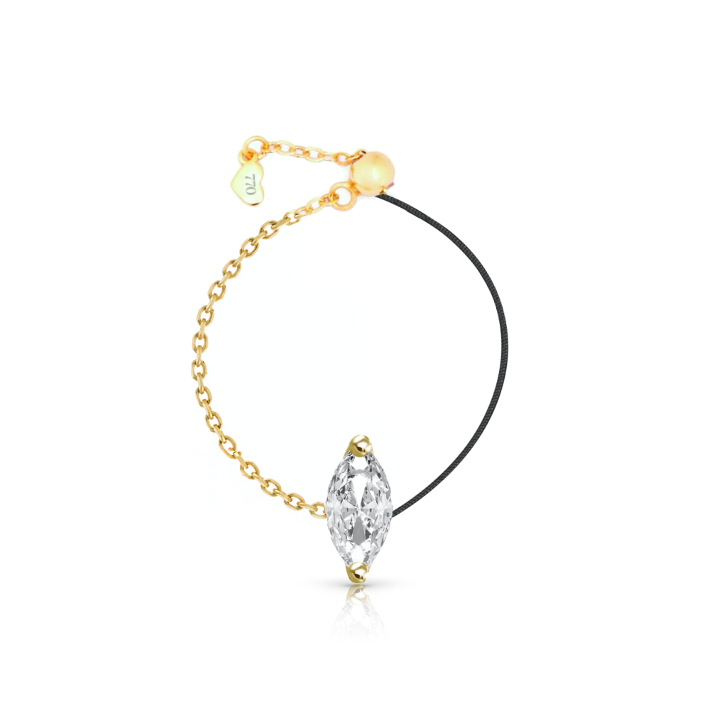 18k Fancy Diamond Chain/Silk Cord Ring