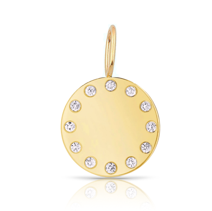 Gold Disc and Diamonds Charm
