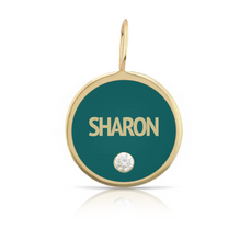 Load image into Gallery viewer, Custom Enamel Disc Charm with Tiny Diamond
