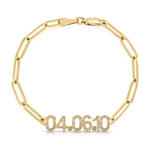 Load image into Gallery viewer, Custom Diamond Date on PaperClip Bracelet
