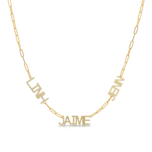 Load image into Gallery viewer, Custom Multiple Names on Thin Paper Clip Jillian Necklace
