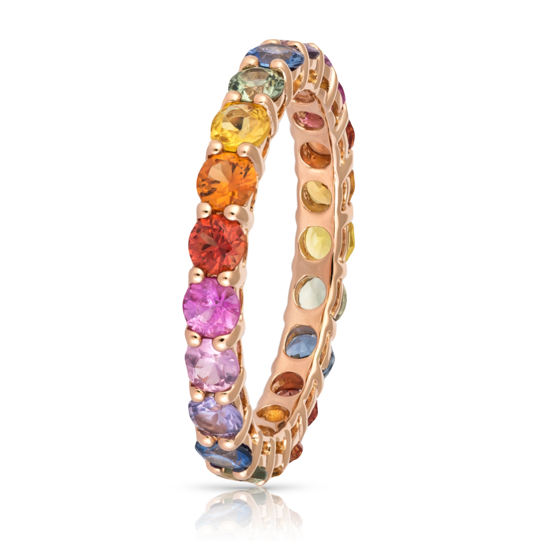 Rounds Rainbow Multisapphire Gemstone Eternity Ring