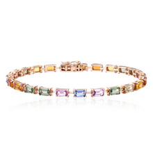 Load image into Gallery viewer, Segment Sapphires Rainbow Tennis Bracelet

