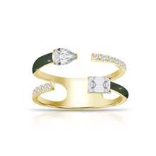 Load image into Gallery viewer, Multishape Double Row Enamel Diamond Statement Ring

