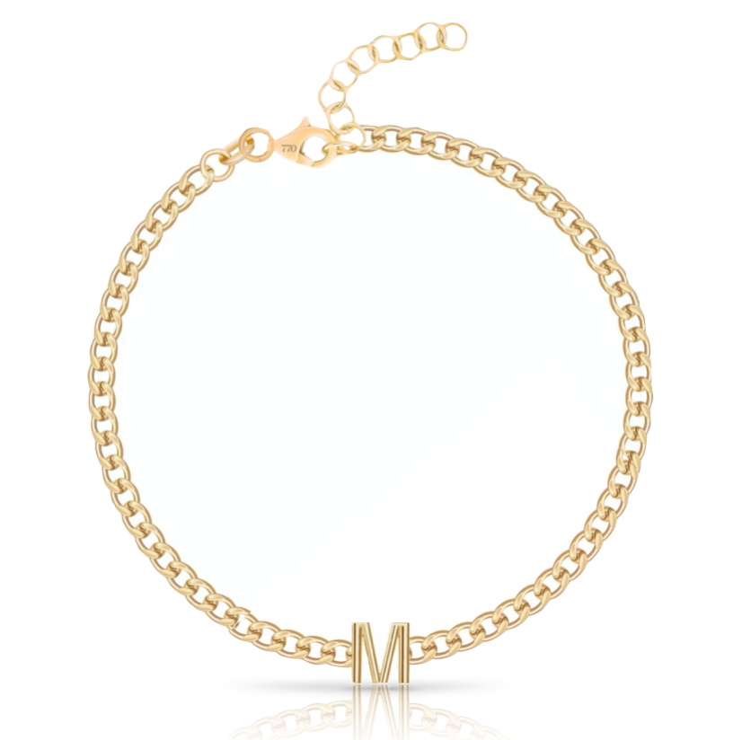 5mm Solid Initial Cuban Link Anklet