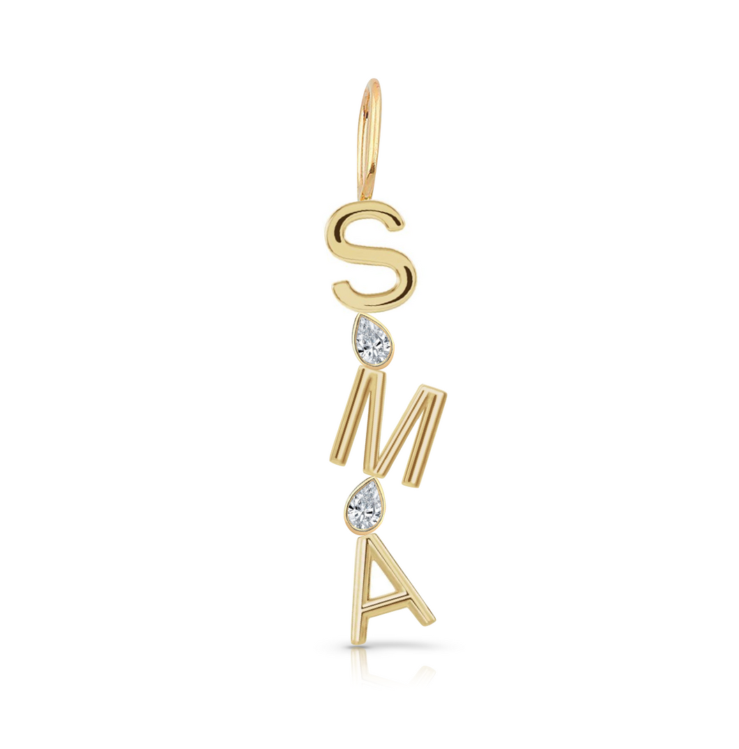 Solid Initials and Mixed Shapes Bezels Charm