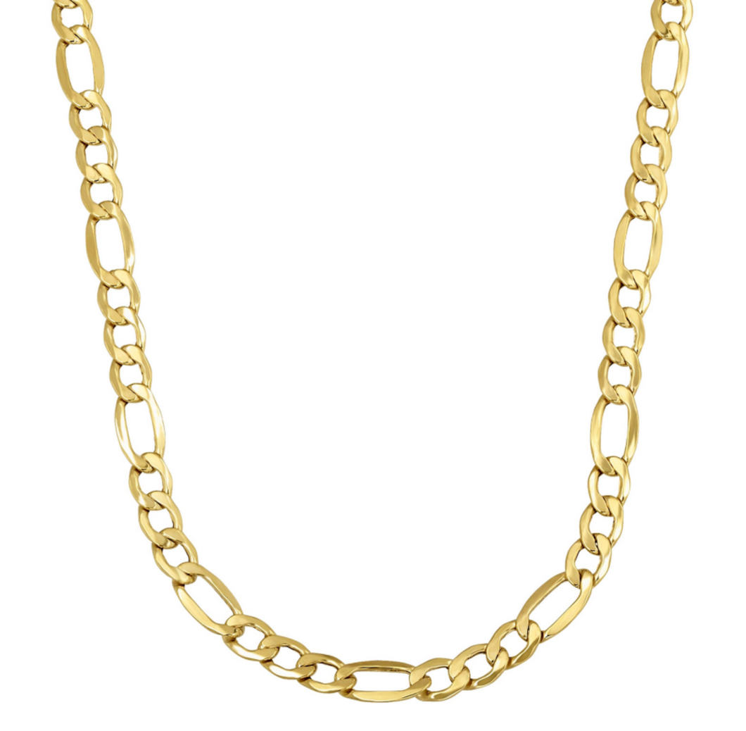 Men 3mm 14k Hollow Figaro Chain Necklace
