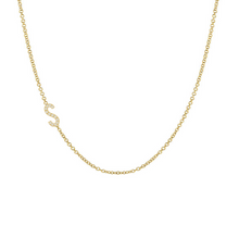 Load image into Gallery viewer, Diamond Asymmetrical Initial Necklace
