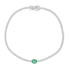 Load image into Gallery viewer, Statement Emerald on Mini Tennis Bracelet
