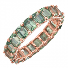 Load image into Gallery viewer, Petite Emerald Cut Green Sapphire Eternity Ring
