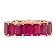 Load image into Gallery viewer, 14k Emerald Cut Ruby Eternity Ring
