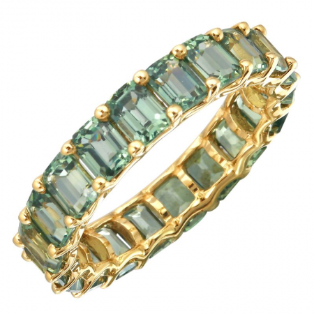 Petite Emerald Cut Green Sapphire Eternity Ring