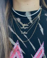 Load image into Gallery viewer, Custom Solid Gold Name on PaperClip Necklace
